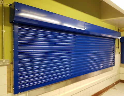 Fire shutter door inside canteen