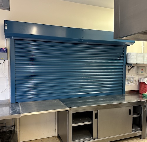 fire shutter in canteen kitchen